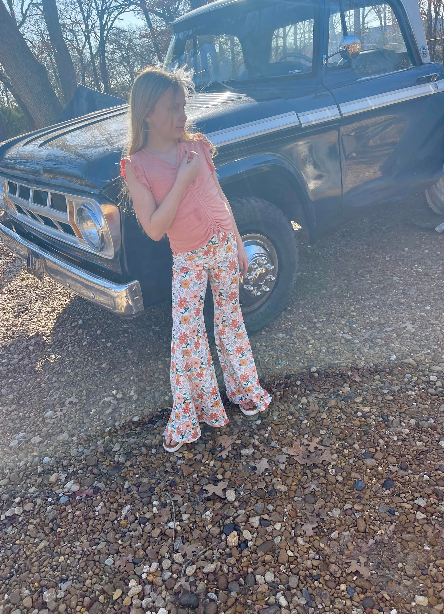 Peach Floral Flares, Made to Order