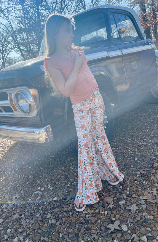 Peach Floral Flares