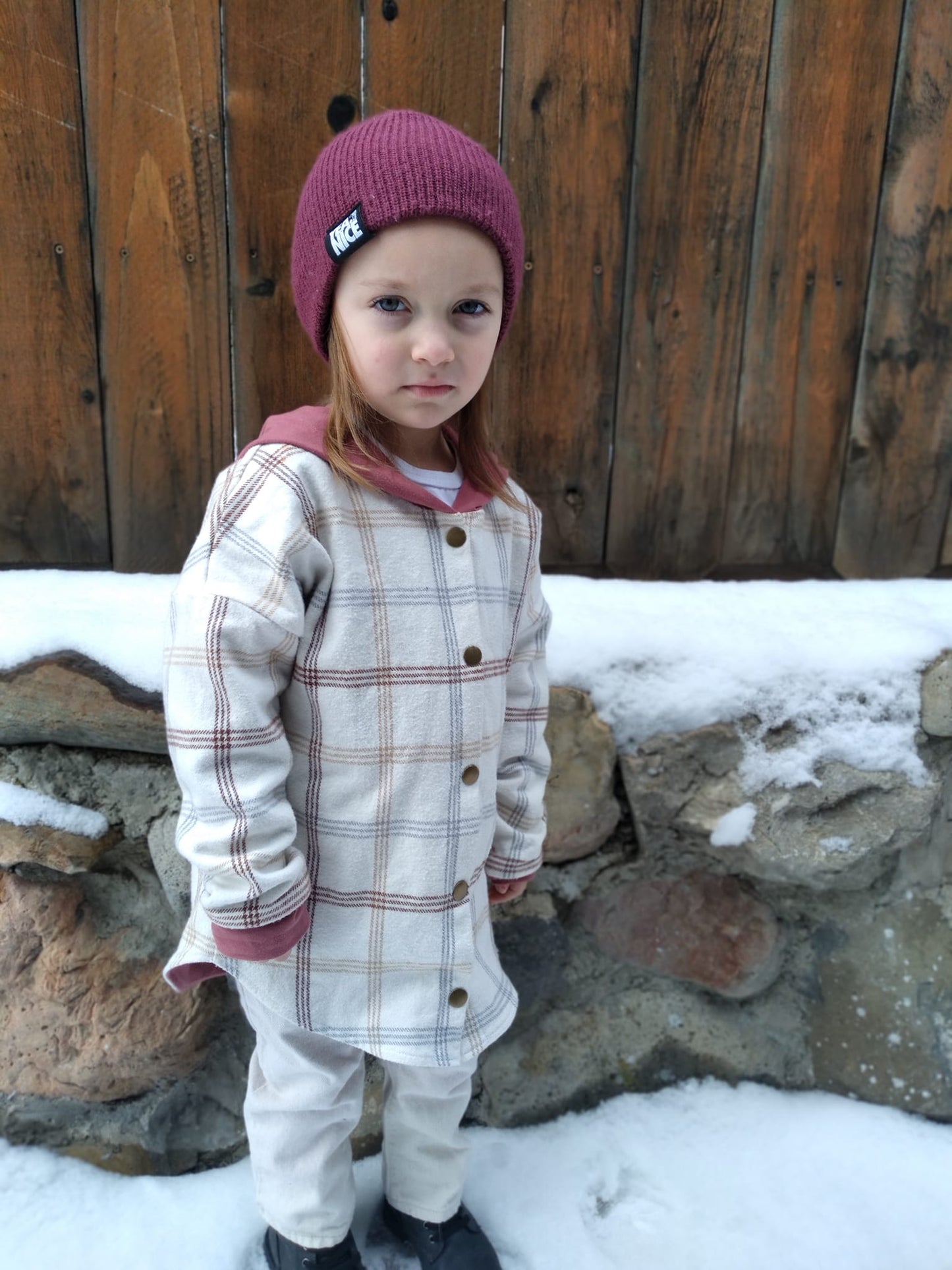 Cream/Mauve Plaid Shacket