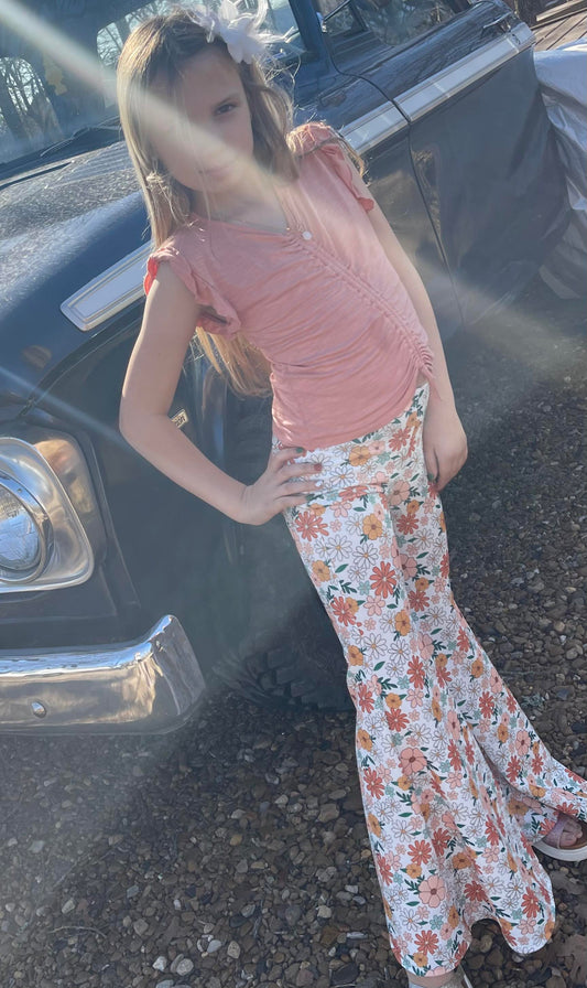 Peach Floral Flares, Made to Order
