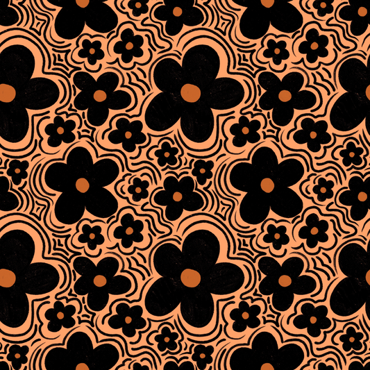 Orange Wavy Floral Flares