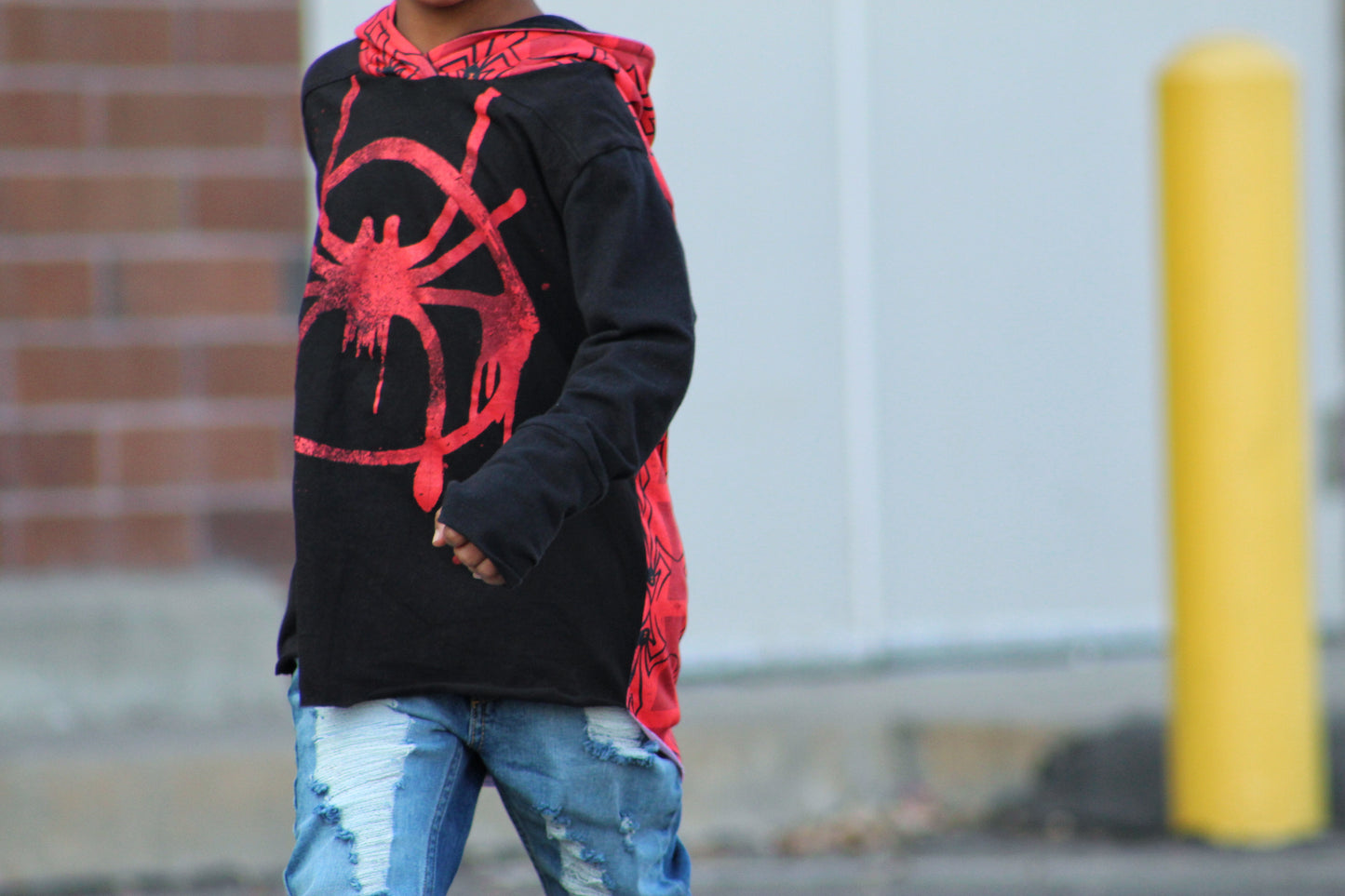 Custom Upcycled Hi Lo Edgy Hoodie
