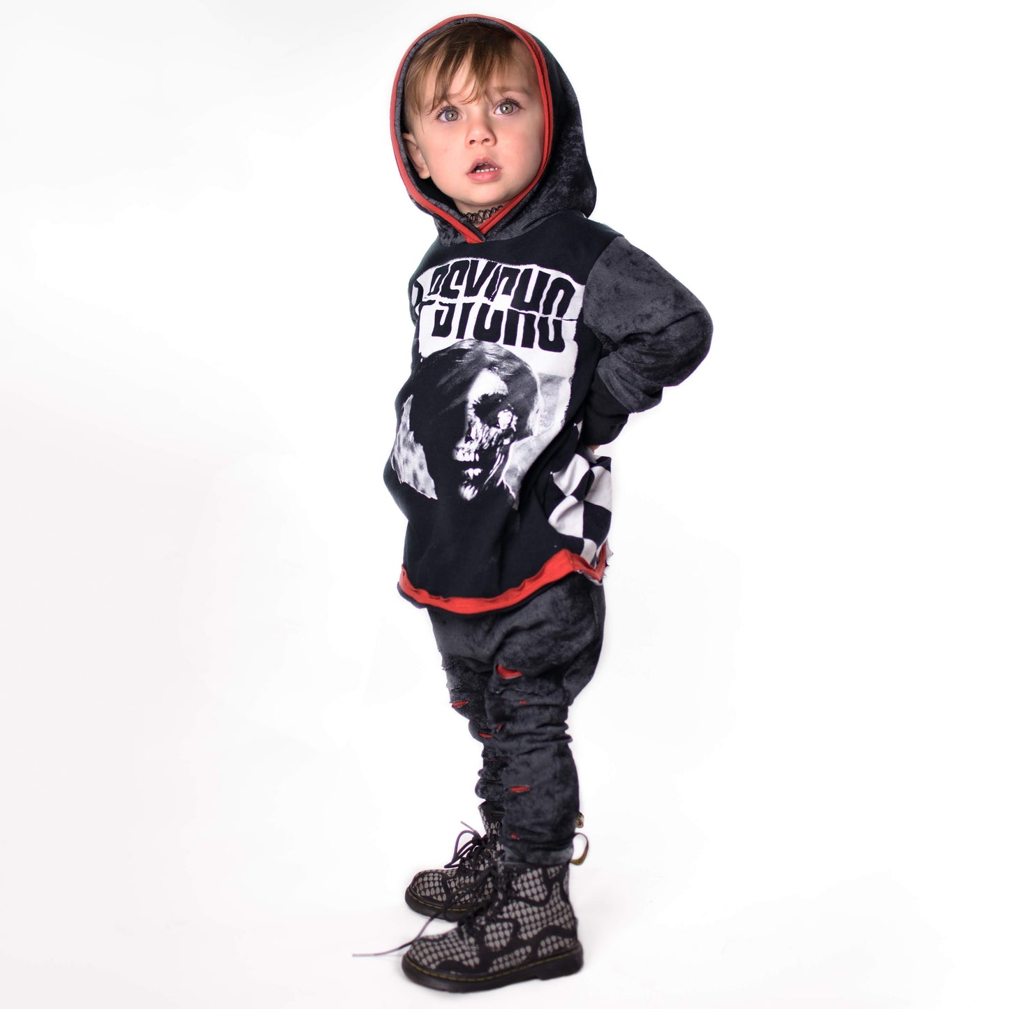 Custom Upcycled Hi Lo Edgy Hoodie