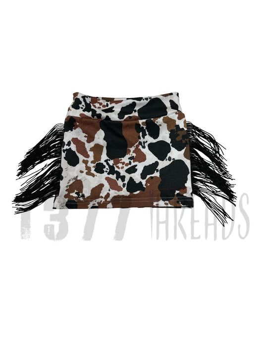 Cow Fringe Pencil Skirt