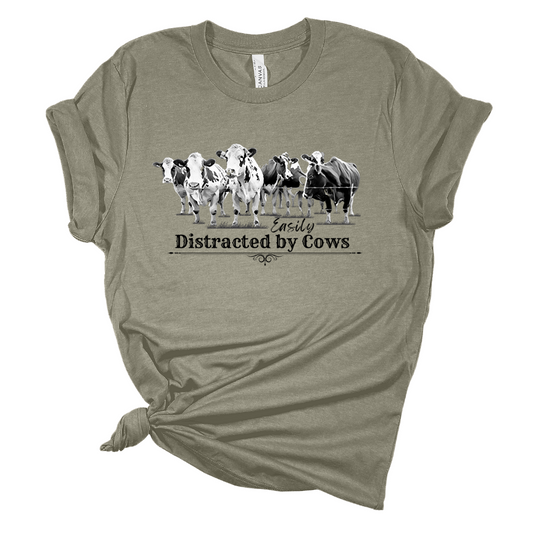 Distracted by Cows Adult Tee