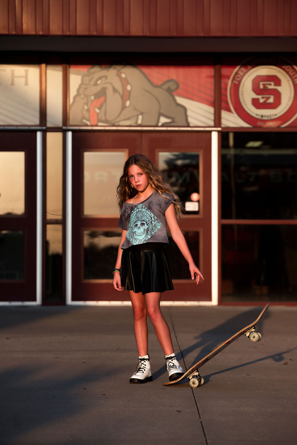 Faux Leather Skater Skirt